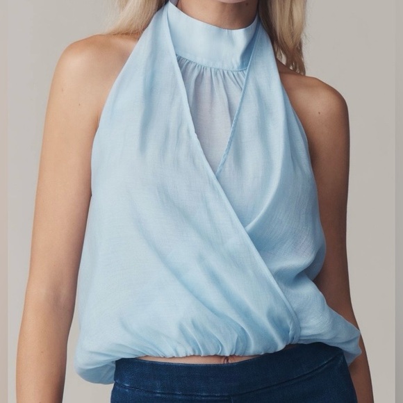 Anthropologie Tops - 🟤NWT ANTHROPOLOGIE Layered Halter
Sleeveless Blouse in Sky Blue XL